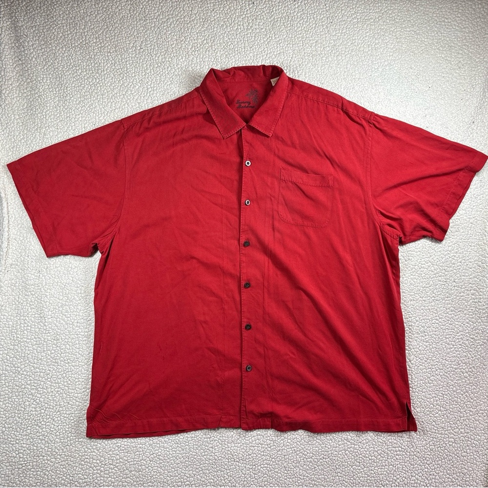 Tommy Bahama Mens Original Fit Red Size XXL Short Sleeve Button Down Silk Shirt